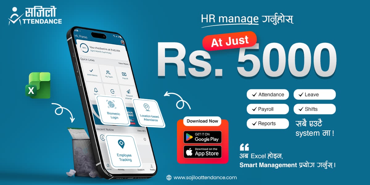 बार्षिक ५ हजारमै ‘सजिलो एटेन्डेन्स’ : सानादेखि ठूला व्यापारको HR व्यवस्थापन झनै सहज